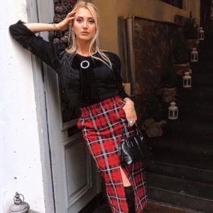 Zara Pencil plaid skirt